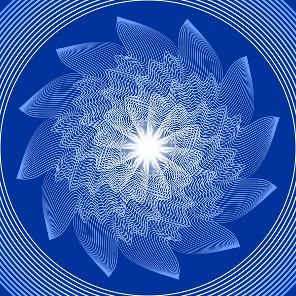 Blå cirkel mandala i optisk konststil för andlig träning och meditation Royaltyfria Stockvektorer