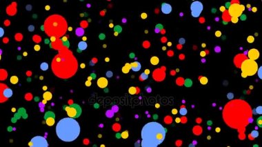 Siyah arka planda uçan neşeli renkli konfeti. Parti, doğum günü kutlamaları, yılbaşı olay için video arka plan