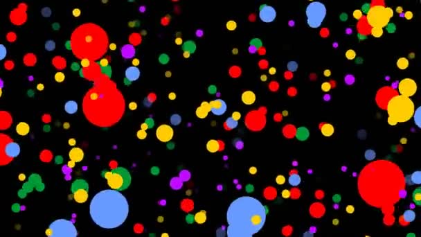 Fröhliches buntes Konfetti auf schwarzem Hintergrund. abstrakte Videohintergründe für Party, Geburtstagsfeier, Neujahrsanlass — Stockvideo