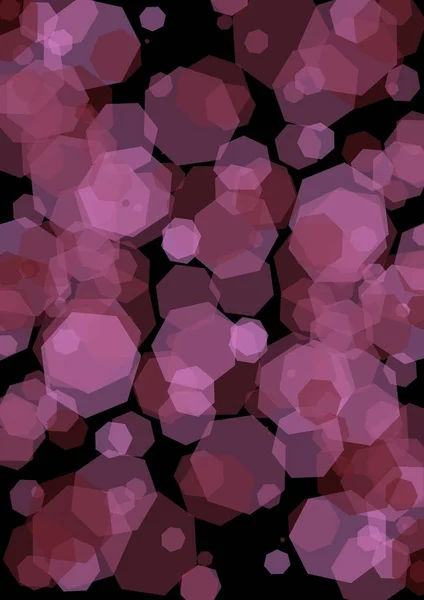 Formas hexagonales semitransparentes de color púrpura superpuestas sobre fondo negro. Fondo moderno vector abstracto . — Vector de stock