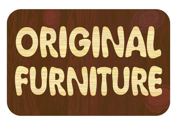 Original furniture, Wood art inlay lettering, corporate banner, wood craft industry, furniture production, wooden texture in light and dark — Stock Vector