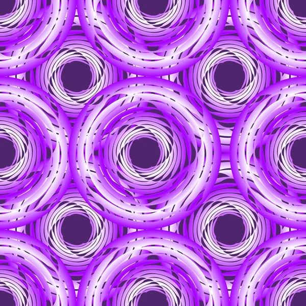 Fond sans couture violet avec des formes de cercle se chevauchant sur fond noir , — Image vectorielle