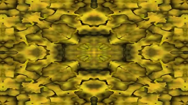 Mosaico caleidoscópico dorado, fondo de vídeo de lujo con movimiento hacia adelante y centro de imagen estática — Vídeos de Stock