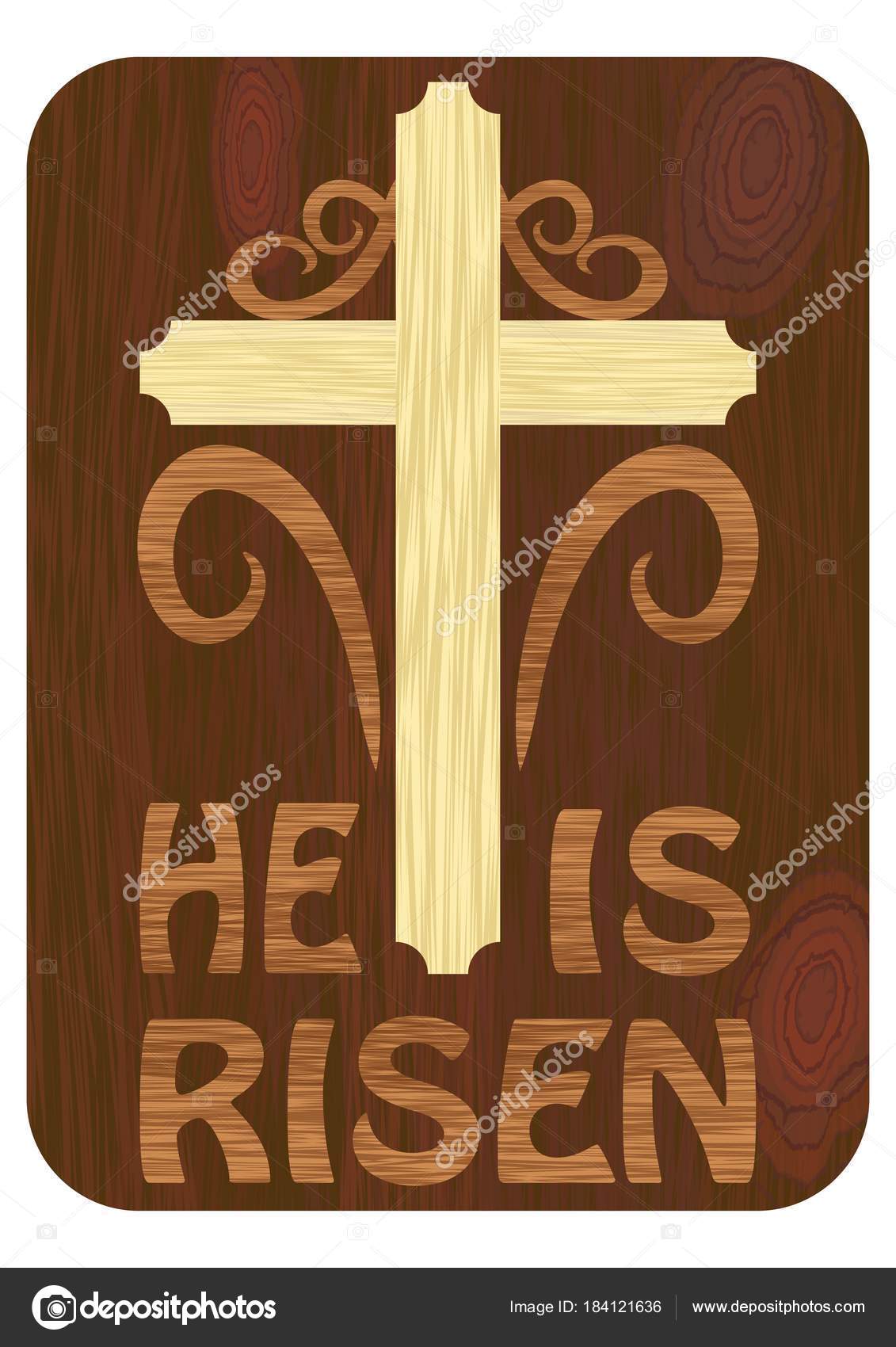 Holzarbeiten Inlay Mit Er Ist Auferstanden Inschrift Thema