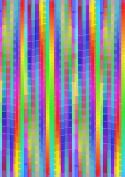 Rainbow psychedelic pixelated background with vertical strips in vivid colors, multicolored high contrasting vector abstract background — Stock Vector