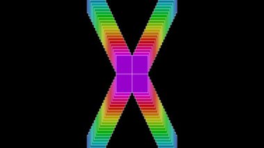 Neon süsler kare öğelerden oluşur. Soyut siyah arka plan üzerine video. Reklam banner arka plan, disko veya gece kulübü dekorasyon. Neşeli canlı renkler, yüksek karşıtlık