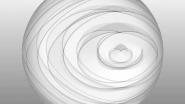 Düşük kontrast animasyon, beyaz ve gri sferik öğesinde açık gri renkli. Zarif tarafsız video arka plan