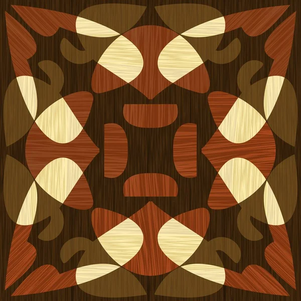 Trä inlaga, ljust och mörkt trä mönster. Trä konst dekoration mall. Fanér texturerat geometriska element, Royaltyfria Stockvektorer