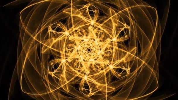 Mandala laranja Fiery com efeito de movimento divergente para obtenção de energia, treinamento espiritual, exercícios de concentração, textura fractal ao vivo em movimento — Vídeo de Stock