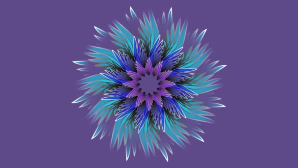 3d blue mandala rotating on ultraviolet background. — Stock Video