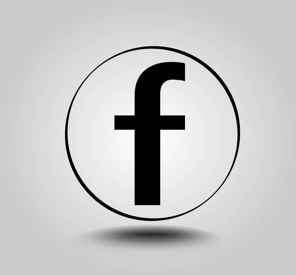 Lettre F, icône ronde sur fond dégradé gris clair. icône des médias sociaux . — Image vectorielle