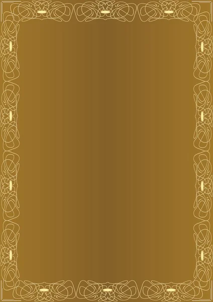 Elegant verbazende gouden achtergrond met gouden reliëf frame in art decostijl. Luxe sjabloon, documentontwerp voor certificaat, diploma, voucher, flyer, leaflet. — Stockvector