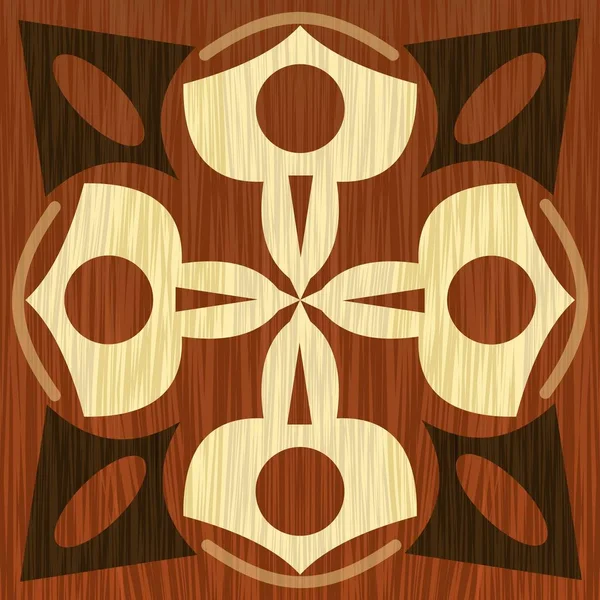 Incrustações de madeira, luz e padrões de madeira escura. Folheado texturizado ornamento geométrico antigo. Modelo de decoração de arte de madeira . — Vetor de Stock