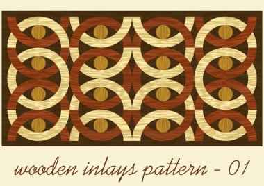 Ahşap sanat kakma kiremit, Sahaf tarzında koyu ve açık ahşap, Ahşap dokusu içinde dört renk tonları geometrik süsleme