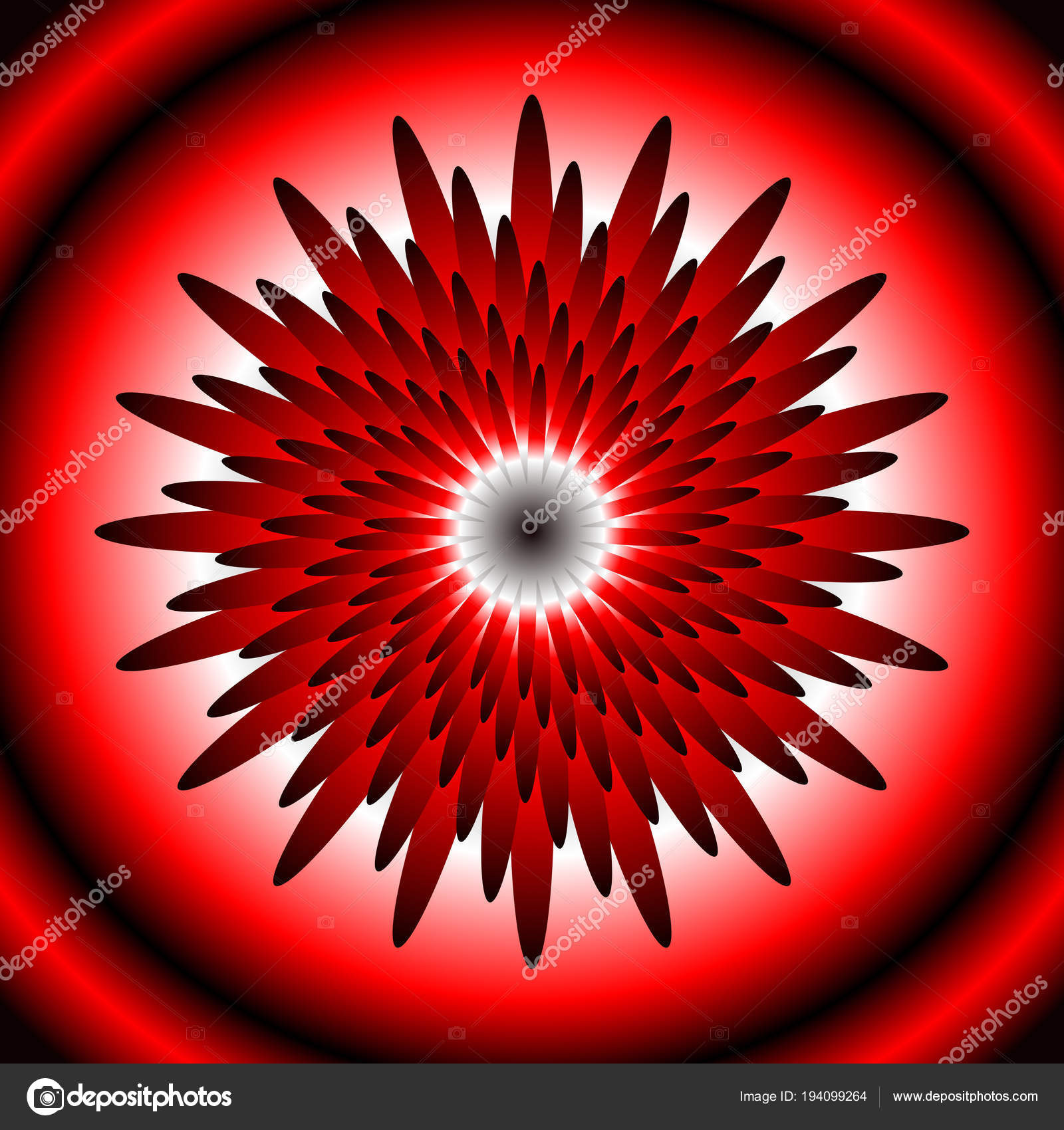 Glowing Fantastic Attractive Flower Design Element In Optical Art Style Red White Black 3d Effect Vector Image By C Shalom3 Vector Stock 194099264