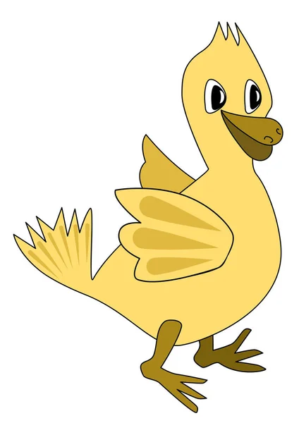 Dummy bird cartoon, sketch of didus ineptus baby. Cute comic yellow bird with dummy face, illustration for children — Stock Vector
