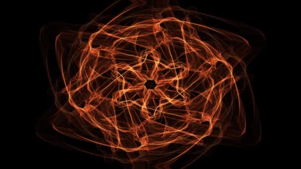 Mandala portocalie aprinsa cu efect de miscare divergent pentru obtinerea energiei, antrenament spiritual, exercitii de concentrare — Videoclip de stoc