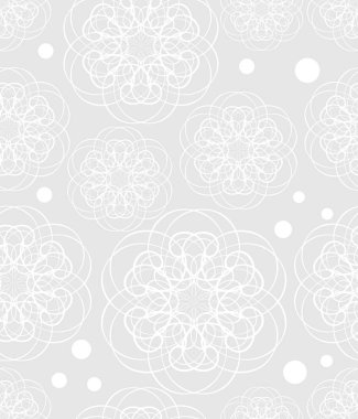 Çiçek motifi doodle, zıt beyaz çizim açık gri renkli, Dikişsiz desen, tekstil sampler, kumaş tasarım, zarif düşük