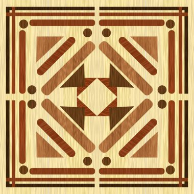Ahşap işlemeli, hafif arka plan, koyu ahşap desenli. Tahta sanat dekorasyonu şablonu. Venedik desenli geometrik süs.
