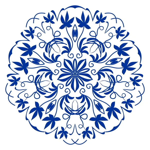 Modelli circolari ornamentali in Spagna o Potruguese design in ceramica styleblue,, azulejo — Vettoriale Stock