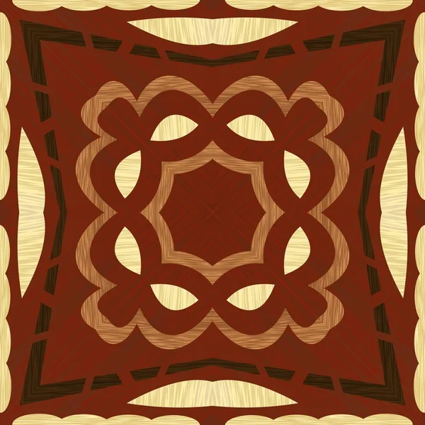 Incrustaciones de madera, patrones de madera claros y oscuros. Adorno geométrico con textura de chapa. Plantilla de decoración de arte madera . — Vector de stock