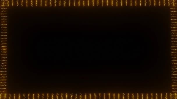 Animated frame composed of flashing small dots, orange glowing dots on black background. Empty space for own titles or text. — Αρχείο Βίντεο