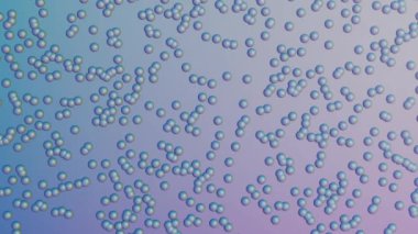 Değişken arkaplanda mavi ve pembe küçük inciler beliriyor. 3d görüntüleme özeti arkaplanı