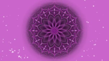 Tünel hareketinde pembe mandala, aşk için canlı mandala, neşe ve pozitif ruh hali elde etmek için, arka planda küçük yıldız parıltıları