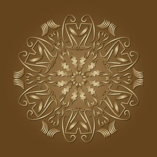 Circle filigree ornament in luxurious gold design. Elegantní geometrické vzory s 3D reliéfním efektem. antikvariát ve stylu art deco — Stockový vektor