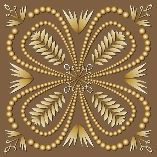 Τετράγωνο διακοσμητικό πλακιδίων σε πολυτελές χρυσό σχέδιο. Αρχαιολογικό μοτίβο σε art deco στυλ. Κομψά γεωμετρικά σχέδια με 3d ανάγλυφο αποτέλεσμα. — Διανυσματικό Αρχείο
