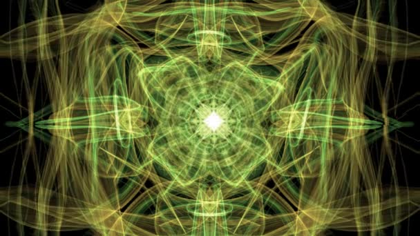Spectaculaire fond jaune-vert aéré, symbolisant la nature printanière et la vitalité. Modèle fractal avec centre rotatif . — Video