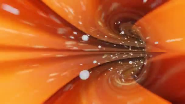 Naranja túnel ardiente con partículas blancas voladoras, animación vfx — Vídeo de stock