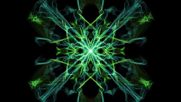 Live fractal met kleur veranderende effect, diagonale streaming uit het midden, mandala voor meditatie oefeningen, mysterieuze vlam ornament — Stockvideo