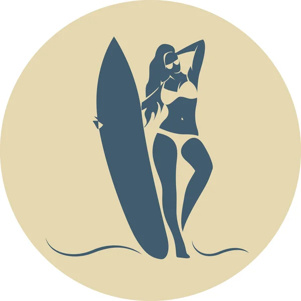 Fashion Girl Surfeuse à la plage — Image vectorielle