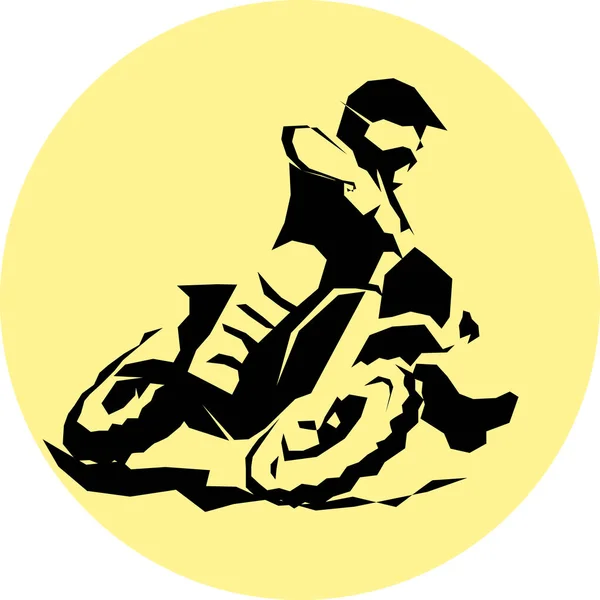 Racer y deporte moto de motocross icono del vector — Vector de stock