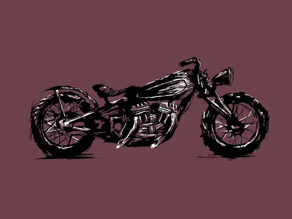 Motorsiklet. Motosiklet kulübünün amblemi. Eski tarz. Tek renkli tasarım. — Stok Vektör