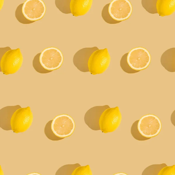 Цитрусовые Лимона Бесшовный Рисунок Кремовом Желтом Цвете Минимальный Фон Тропические — стоковое фото