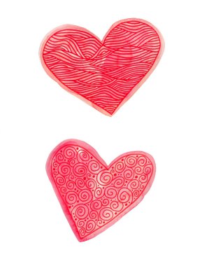 Grunge çizilmiş kalp seti