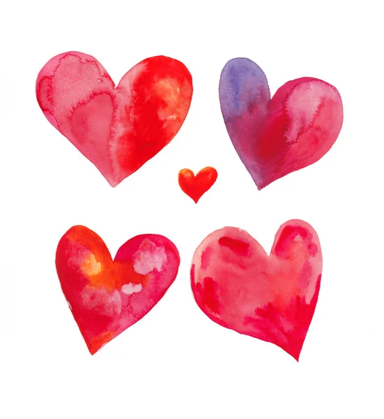 Vector akvarell hjärtan — Stockfoto