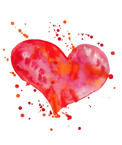 Akvarelu srdce zblízka — Stock fotografie
