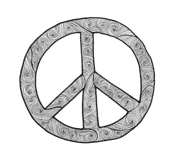 Sinal de paz mão desenhada — Fotografia de Stock