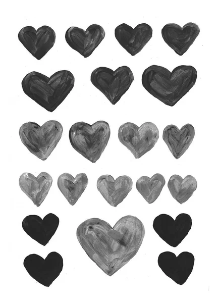 Grunge corações desenhados à mão conjunto — Fotografia de Stock