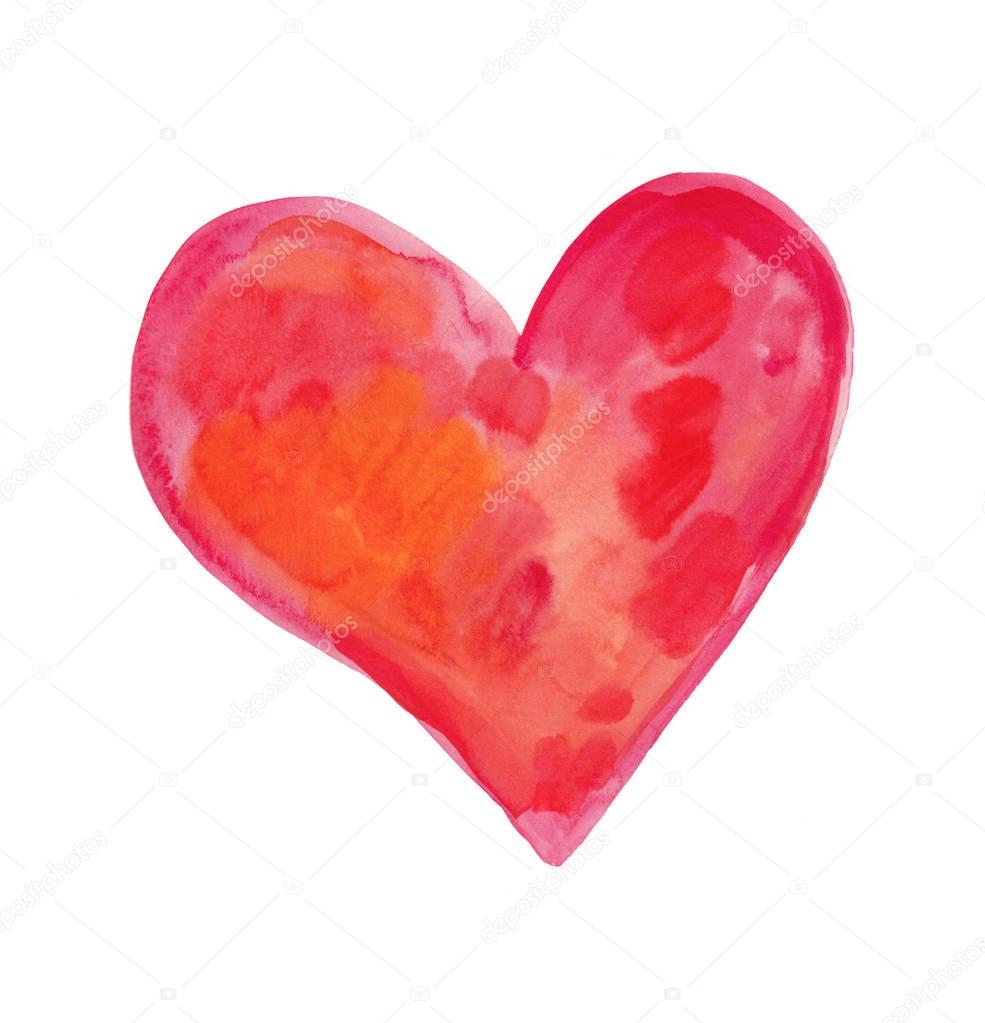 Watercolor heart close up