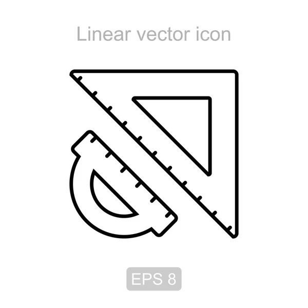 Protractor and triangle. Linear vector icon — Stock Vector