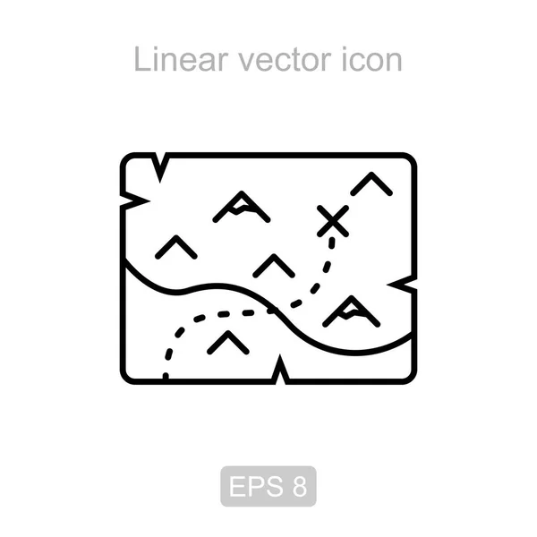 Schatzkarte. Lineares Vektorsymbol. — Stockvektor