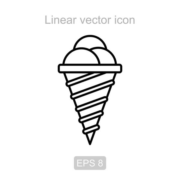 Ice cream horn. Linear vector icon. — Stock Vector