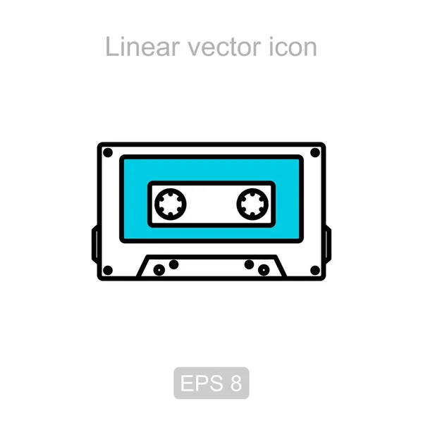 Cassete de áudio. Ícone vetorial linear . —  Vetores de Stock