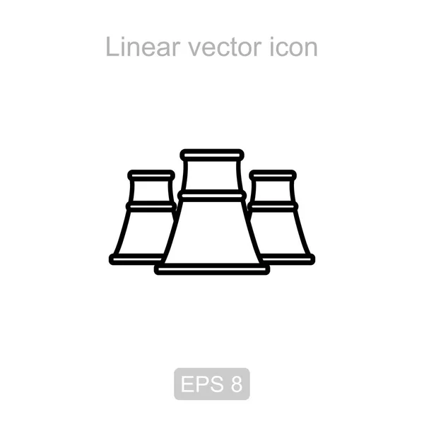 Nuclear power station. Linear vector icon. — Stock Vector