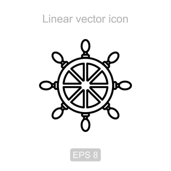 Gemi tekerlek. Doğrusal vektör simgesi.