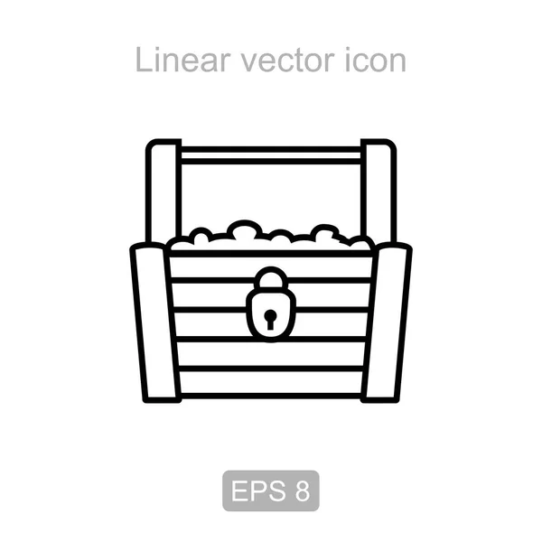 The treasure chest Linear vector icon. — Stock Vector